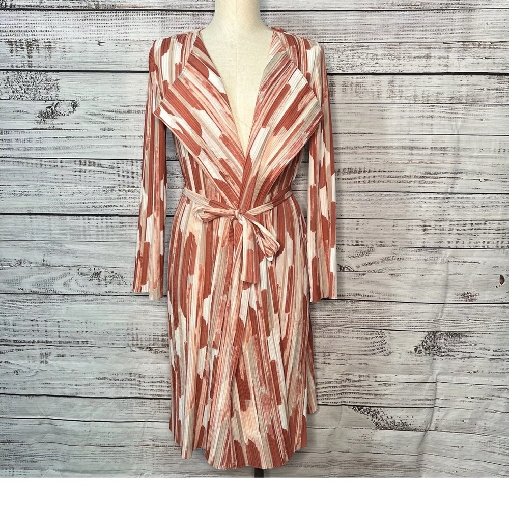 NWT Chicos Travelers Textured Crinkle Trench Jacket Sz 16/18 Desert Coral belted